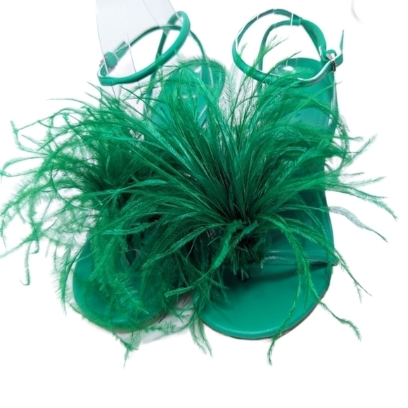 NEW Bottega Veneta Authentic Dot Green Feather Sandal Heels Size EU 38 - Picture 5 of 16